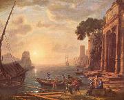 Claude Lorrain Hafen beim Sonnenuntergang oil painting artist